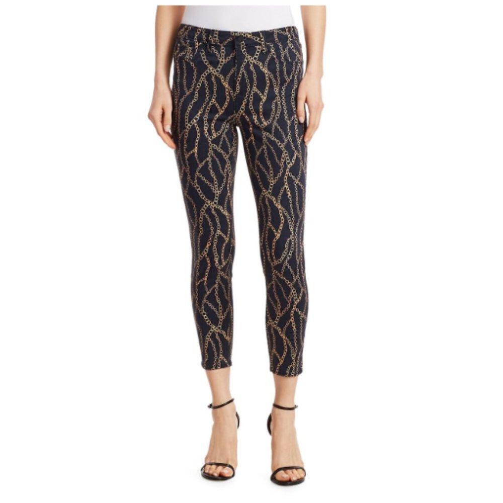 L'agence Margot High Rise Ankle Skinny Jeans Chains Print Size 25